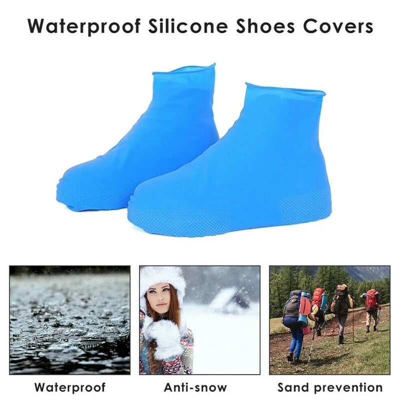 Capa de sapatos de chuva impermeável reutilizável, Sapatos de silicone antiderrapante, Capas de borracha vintage, Unisex