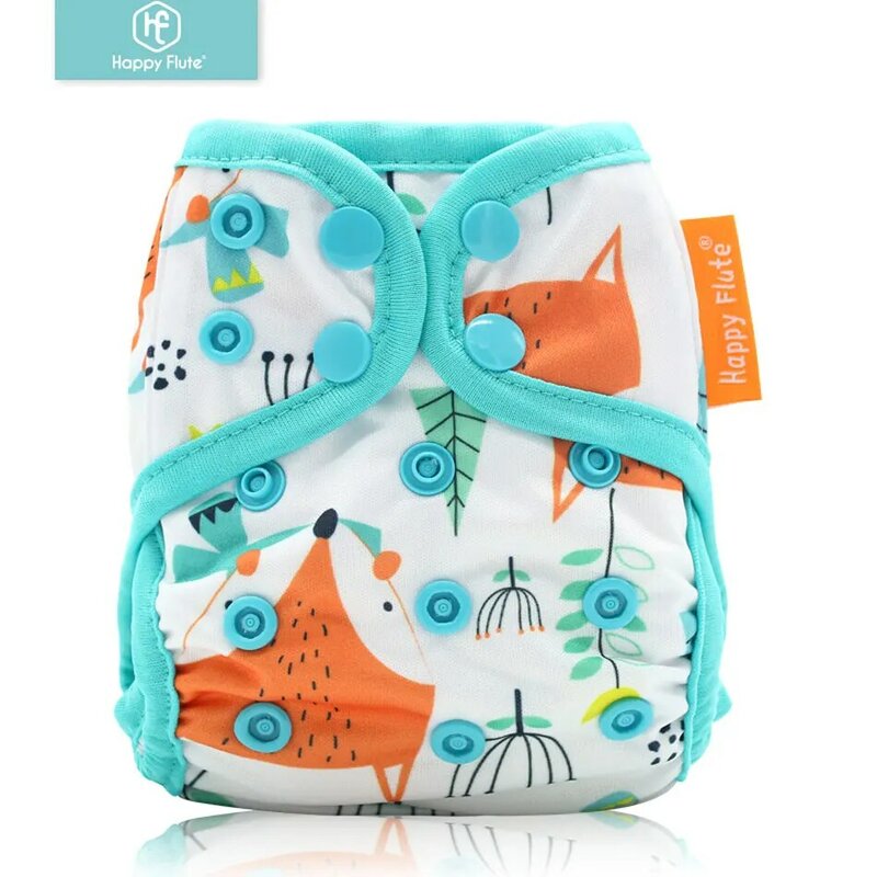 Happyflute-pañal de tela para recién nacido, cubierta ajustada de gancho y bucle, pequeño