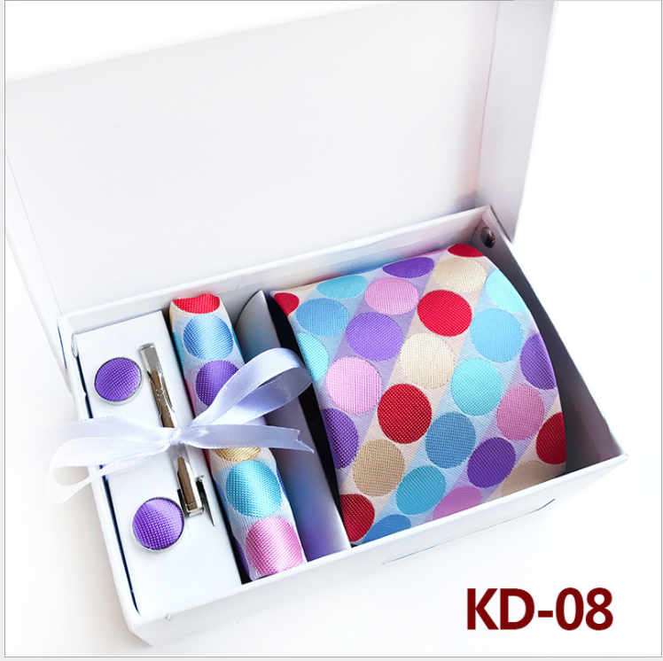 Polka Dot multicolor gift box 6-Piece suit group tie business dress various administrative occasions suitable for wedding tie