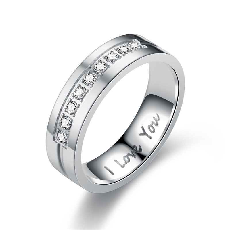 Модные парные обручальные кольца из нержавеющей стали для женщин и мужчин, кольцо с кристаллами I LOVE YOU, 2021, свадебная бижутерия, подарок