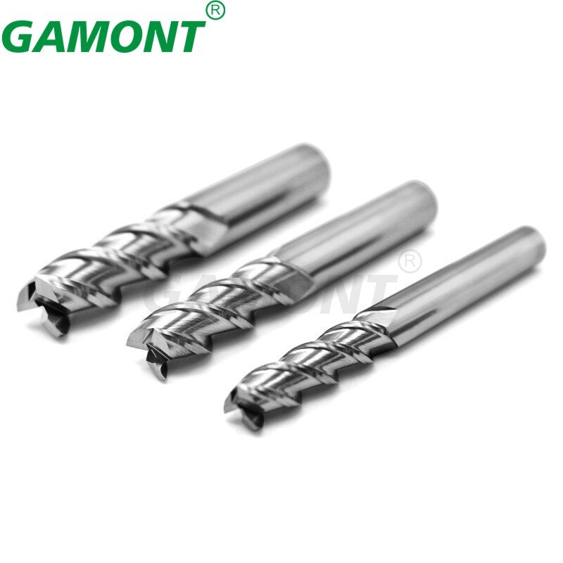 GAMONT-Tungstênio Aço Carbide Fresa, 3-Flauta, Máquinas CNC, Especular, Luzes altas, alumínio, Endmill especial, HRC50