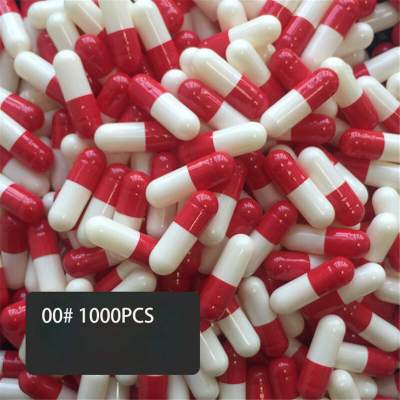 1000個00 # 空のゼラチンカプセル空のゼラチンカプセルクリアコーシャゲル医学の丸薬ビタミンカプセル