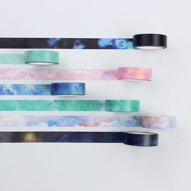 Fantasy Papier Washi Tape 15Mm Volledige Nieuwe Maan Galaxy Clear Roze Sky Kleur Zelfklevende Masking Tapes Stickers Voor Album dagboek Diy 6187