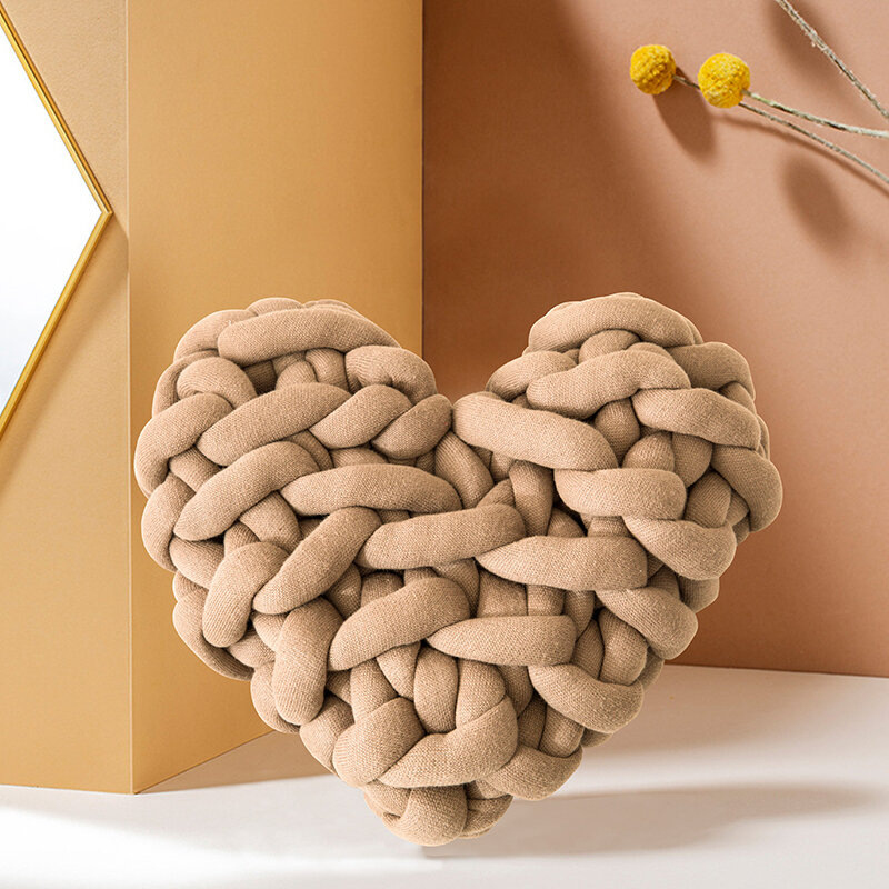 Bantal simpul hati 10.7 inci, bentuk cinta warna Solid boneka mainan mewah hadiah Dekorasi kursi Sofa lempar dekorasi