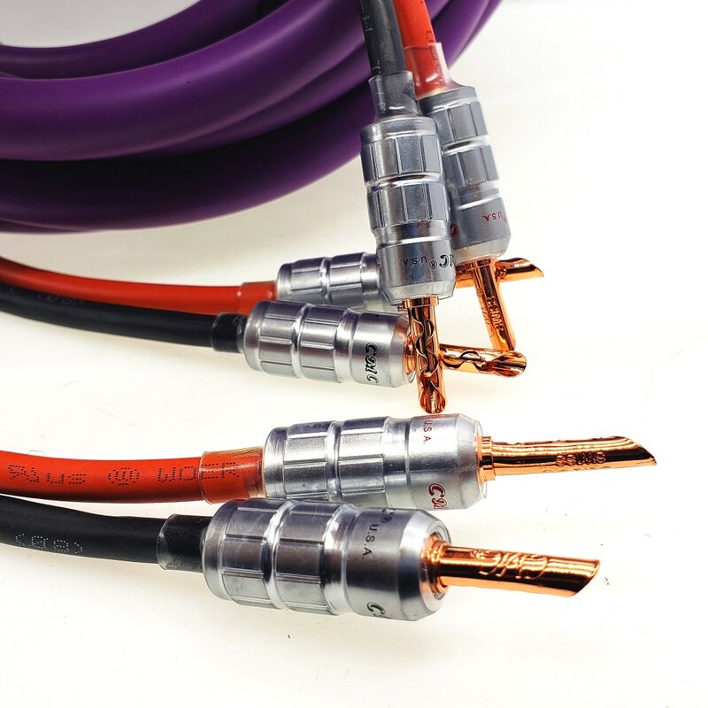 Furutech-Alpha-OCC Banana Cabeça Speaker Cable, HiFi Speaker Cable, amplificador high-end, um par