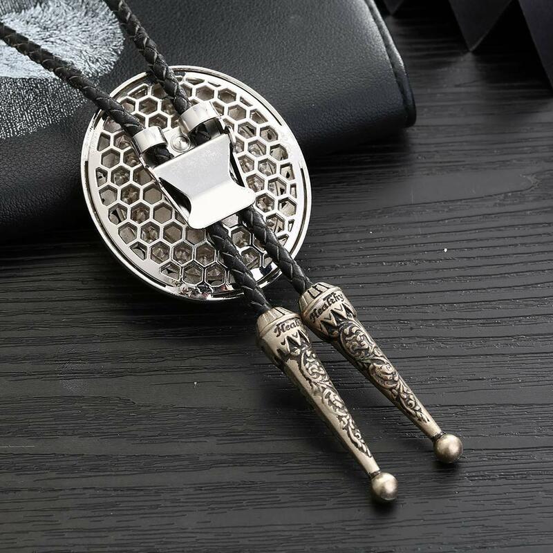 Red rhinestone round shape bolo tie for man Indian cowboy western cowgirl leather rope zinc alloy necktie