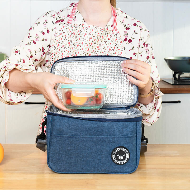 المحمولة الغداء حقيبة الغذاء صندوق حراري دائم مقاوم للماء مكتب برودة صندوق الغداء مع حزام الكتف المنظم معزول