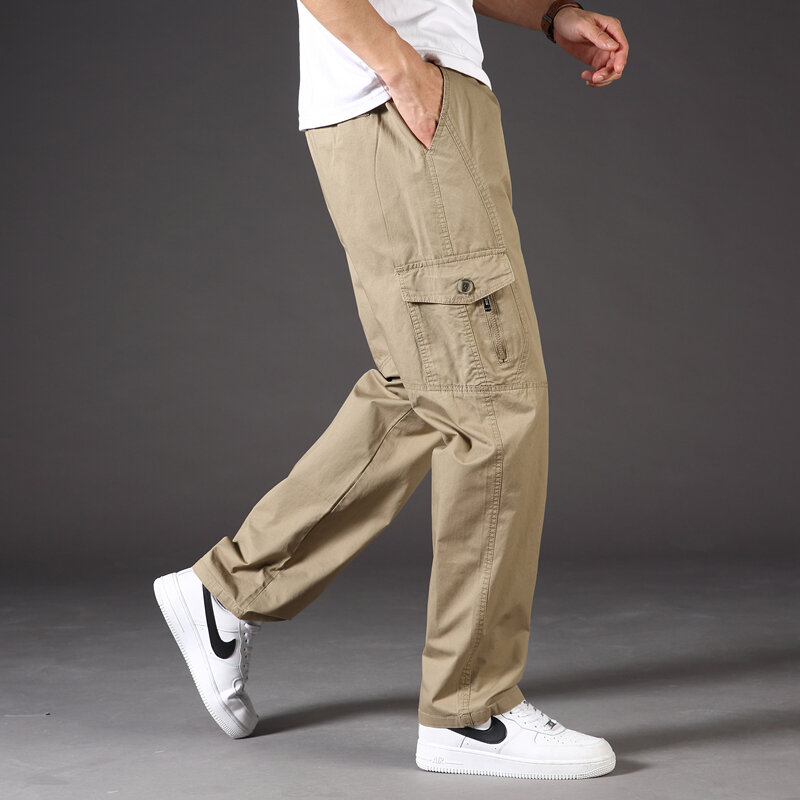 Kombinezony męskie spodnie Casual z wieloma kieszeniami wiosna jesień Jogging odzież do pracy odporne luźny, typu Oversize wygodny krój spodnie