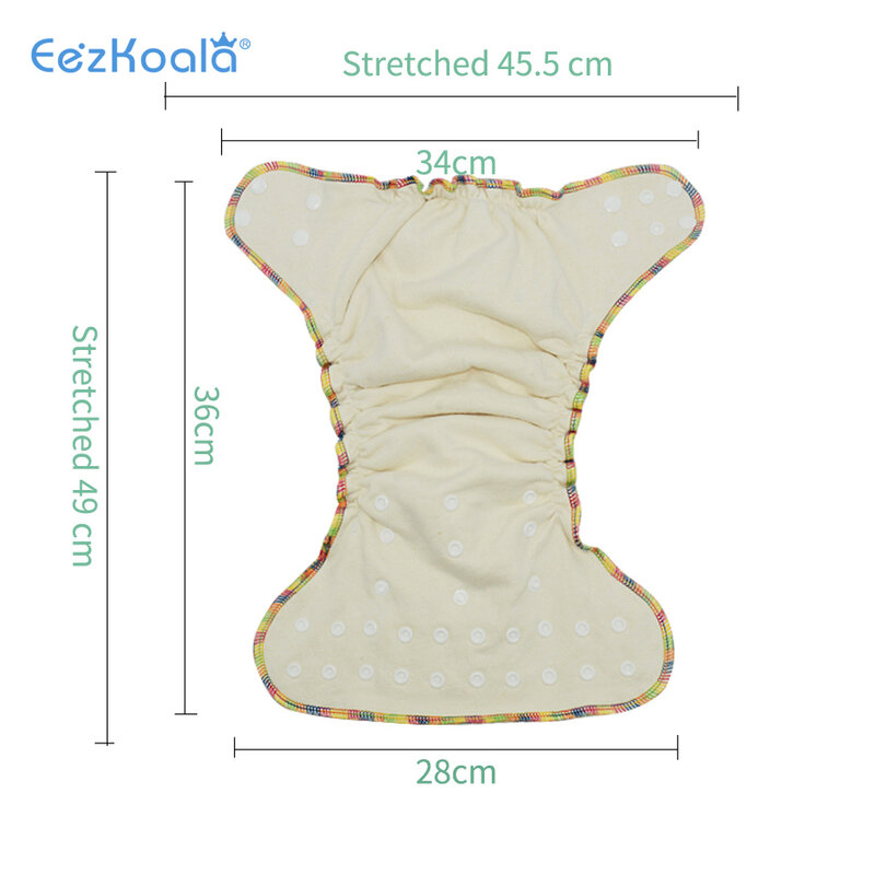 EezKoala-Fralda reutilizável para o bebê, Eco-Friendly OS, pano híbrido cabido, algodão de cânhamo lavável, noite AIO e AI2
