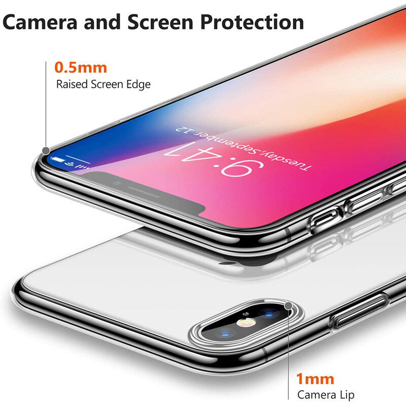 Funda de silicona transparente para Iphone, carcasa trasera completa para modelos X, Xs, Max, Xr, 10, 2017, 2018