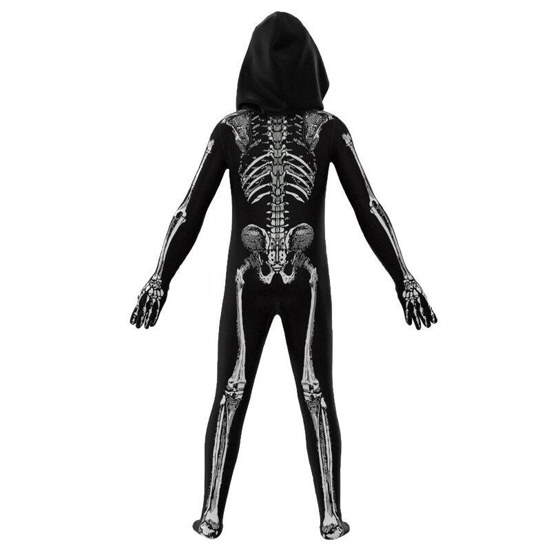 Costume de Zombie effrayant pour enfants, squelette, crâne, Cosplay, pur Halloween, pour adultes, hommes, femmes, vêtements de fête de carnaval