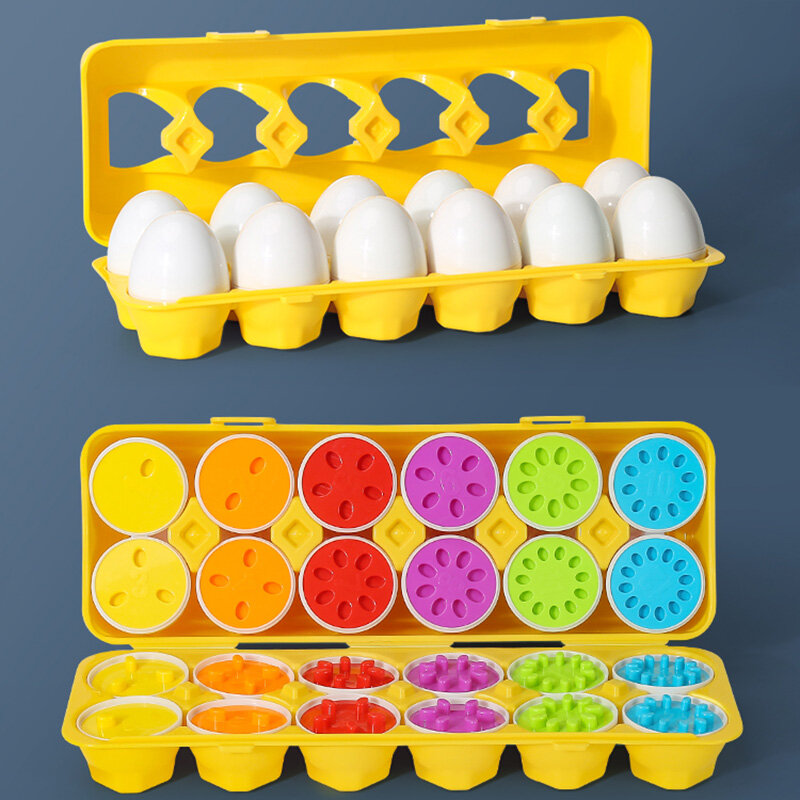 Montessori Learning Educational Math Toy Baby Development Toy Shape Match Puzzles Eggs Game Sensory Toys For Children 3 4 5 Year