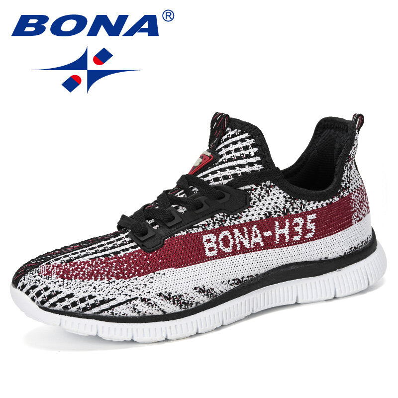 BONA 2019 ออกแบบใหม่รองเท้าผ้าใบBreathableลำลองลื่นผู้ชายVulcanizeรองเท้าชายตาข่ายรองเท้าสวมใส่tenis Masculino