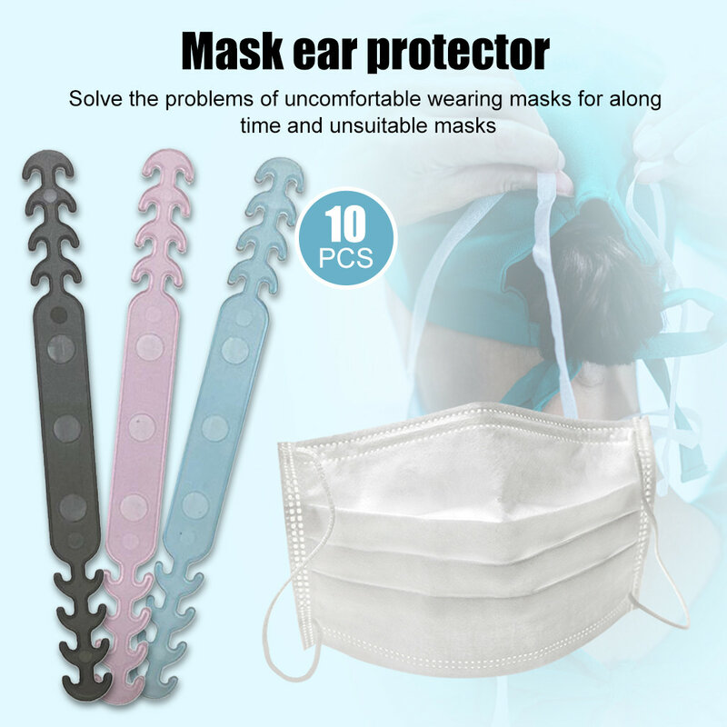 10 pçs máscara facial protetor de ouvido antiderrapante ganchos de silicone ajustável pendurado fivela extensão cinta máscara acessórios mascarillas