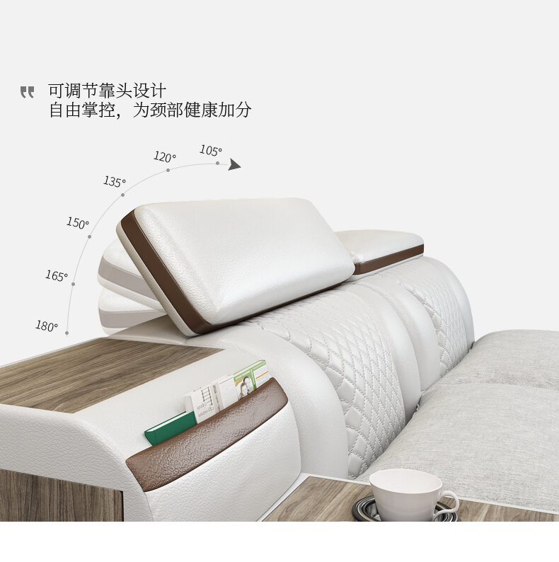 Linlamlim Tech Smart Bed Ultimate Camas - Multifunctional Massage Bed with Dresser Cabinet, Stool, Drawers, Storage and Bookcase