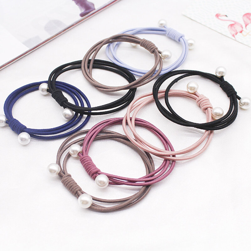 2022 Fashion Pearl Elastic Hair Bands multilayer hair ring Ponytail Holder Headband Rubber Band for women girls Hair Accessories