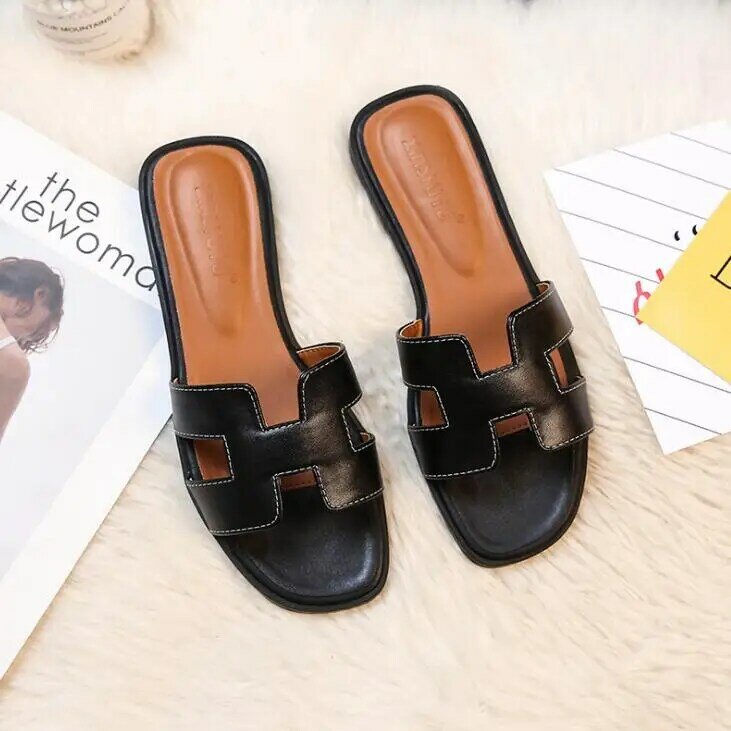 ¡Moda de verano 2020! Zapatillas planas para mujer, zapatillas PUH de Interior de talla grande y simple, Chanclas de playa de goma de diseñador