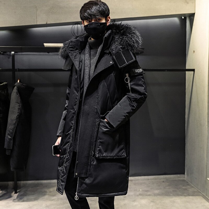 Chaqueta de plumón de pato para hombre, abrigo cortavientos con capucha, grueso y cálido de estilo coreano, Parkas sólidas de moda para negocios, Invierno
