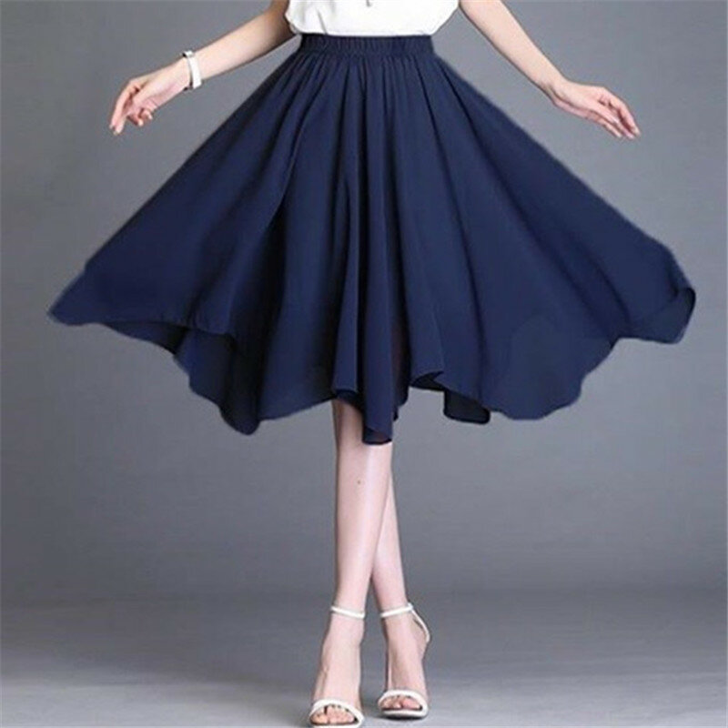 Fashion Asymmetry chiffon skirts 10 colors Korea school sweet skirts streetwear party skirts saias longas vestidos falda mujer