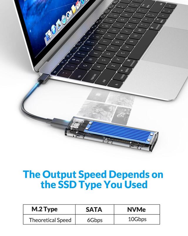 ORICO-Carcasa de SSD M.2, caja con protocolo dual para disco duro NVME, NGFF, SATA, PCIE, clave B + M, USB-C, 10Gbps