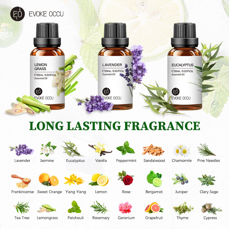 100% Pure Nature Essential Oils for Aromatherapy Diffusers Lavender Tea Tree Mint Lemon Water Soluble Relieve Stress Essence