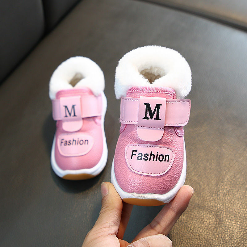 Children Plush Warm Shoes For PU Leather Girls Boys Kids Martin Boots 2021 Winter New Toddler Baby Outdoor Walking Short Boots
