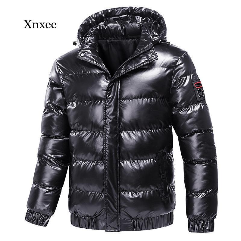 2021 Winter Men's Jacket Casual Warm Thick Jacket Fashion Hooded Parker Big Suit Shiny Waterproof Jacket
