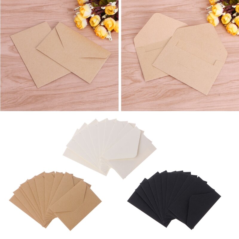 Sobres de papel Kraft, sobres de estilo europeo Vintage para invitación de tarjetas de visita, color negro, blanco y rojo, 50 unids/lote