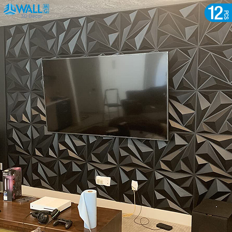 12pcs 50cm 3D wall panel marble brick pattern 3D wall sticker wallpaper diamond design decor tile 3D mold 90's aesthetic room