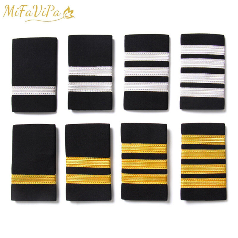 1 Pair Clothing Decor Epaulettes Professional Pilots Uniform Epaulets 4 Bars Shirts Craft Garment DIY Accessory Shoulder Badges
