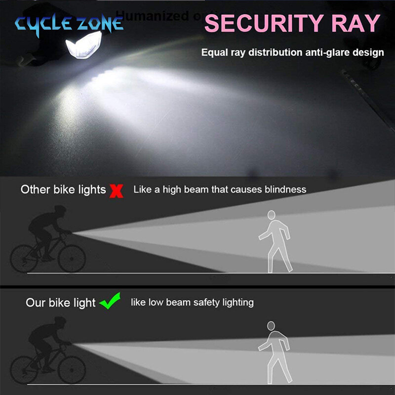 Luces delanteras para bicicleta de montaña, faro LED recargable por USB, resistente al agua, luz de advertencia de seguridad para bicicleta, accesorios de ciclismo
