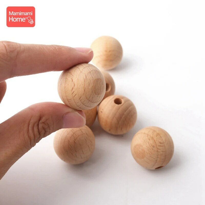 100pc Wooden Beads 8-20mm Beech Baby Teether DIY For Nursing Bracelets Customized Necklace For Kid Wooden Blank Children'S Goods