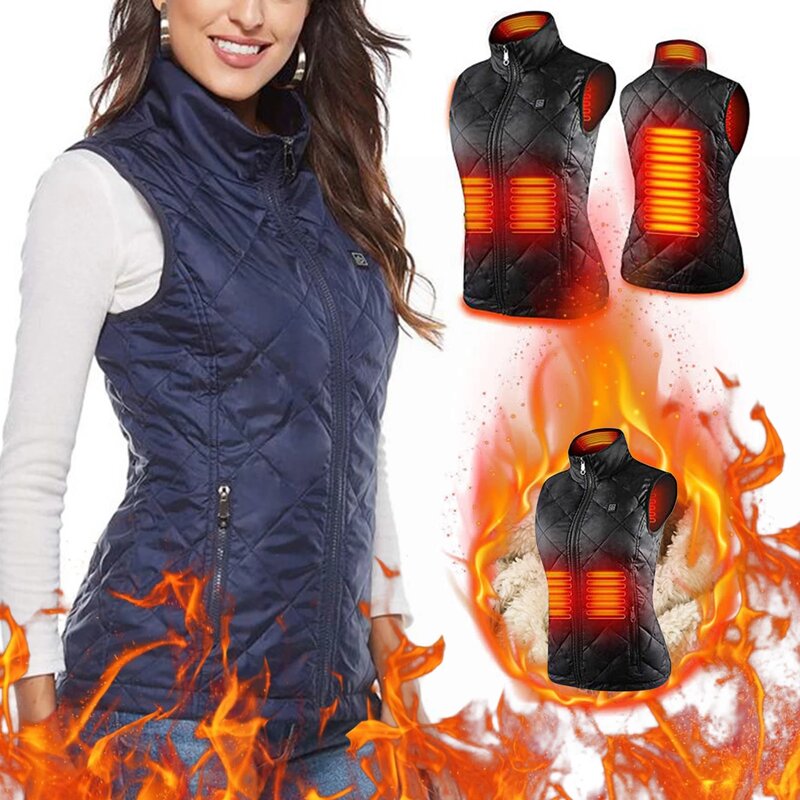 여성용 난방 조끼, 면 조끼, USB 적외선 전기 난방 수트, 유연한 보온 재킷, 가을 및 겨울