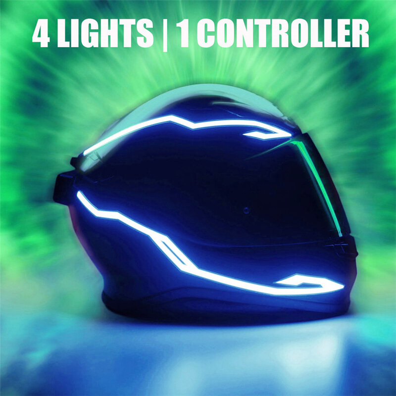 Fita de luz para capacete de motocicleta, 3ª geração, sinal el, pisca, kit durável, faça você mesmo, tira led, parte recarregável