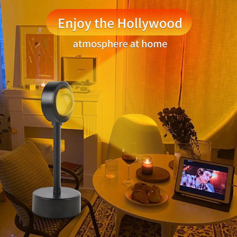 Lámpara de puesta de sol USB, sala de estar de humor para proyector de luz, dormitorio, luz de noche, decoración de habitación, Bar, atmósfera, Fondo de fotografía