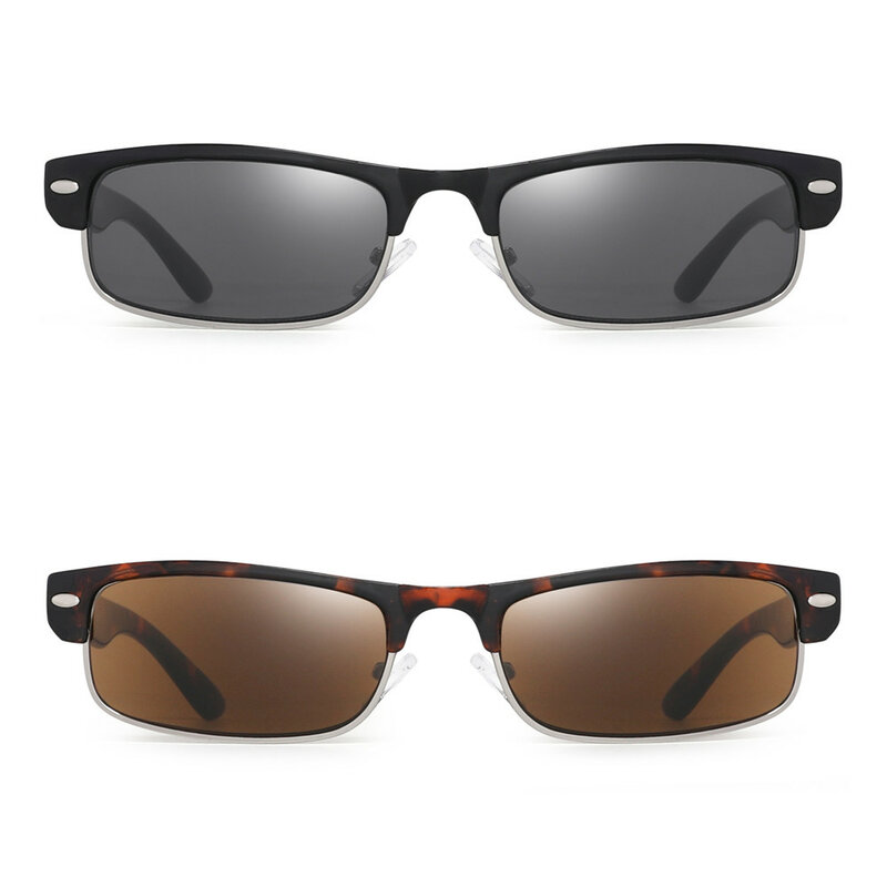 JM Semi Rimless Sunglasses Readers Spring Hinge Sun Reading Glasses for Men Women