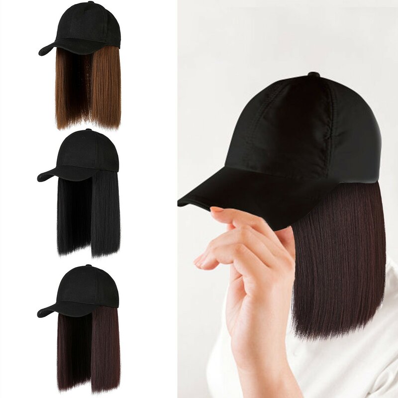 Бейсбольная кепка, прямые волосы, прическа, регулируемый парик, шляпа с длинными волосами, высокотемпературные шелковые головные уборы