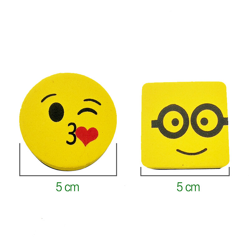 4 sztuk żółty uśmiech twarz tablica gumka tablica magnetyczna gumki wytrzeć suche szkoła tablica Marker Cleaner 6 style losowo wysłane