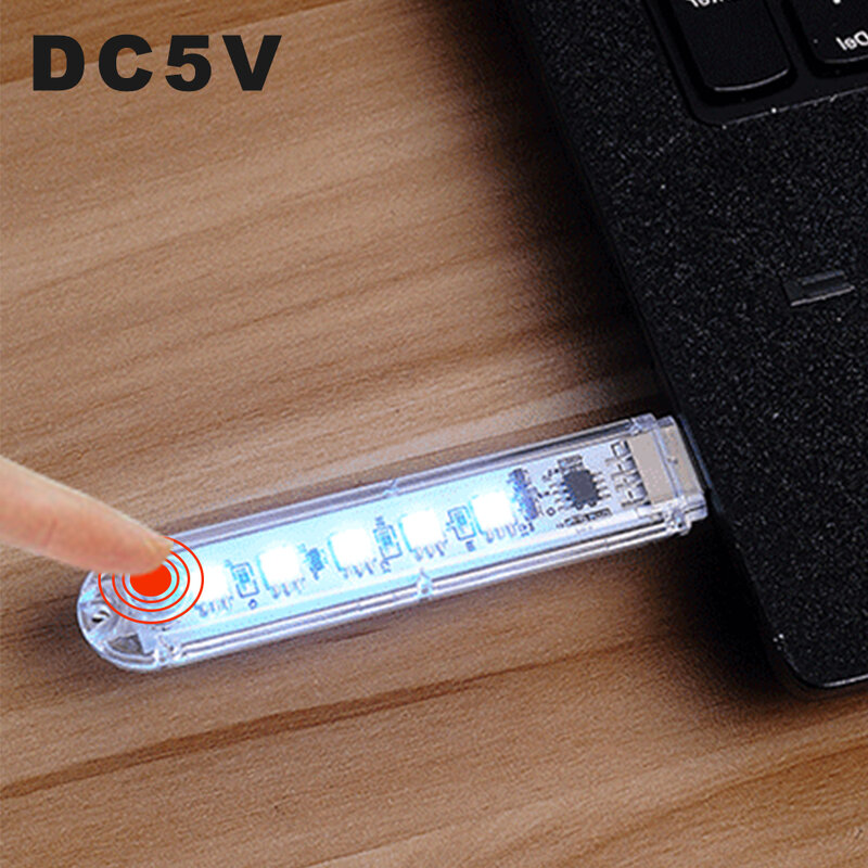 DC5V LED USB Mini Night Lights 8LEDs Colorful Atmosphere Lamps Key Switch 7 Colors Adjustable for Lighting Decoration Power Bank