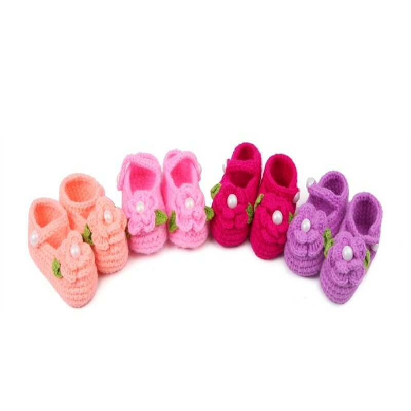 10คู่2021ทอมือเด็กใหม่รองเท้าเพิร์ลดอกไม้เด็กแท้ Handmade Four Seasons รองเท้าสีแดงสีชมพูสีฟ้า
