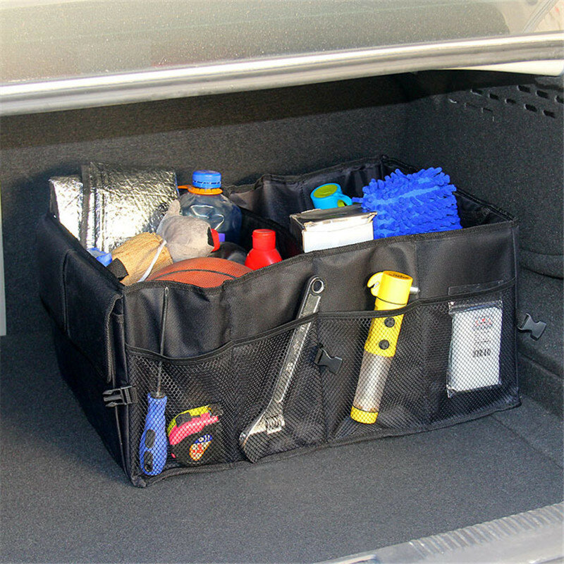 Huihom 3 Compartment Collapsible Car Trunk Organizer Storage Bag Box 56*40*26cm Automobile Stowing Tidying Accessory