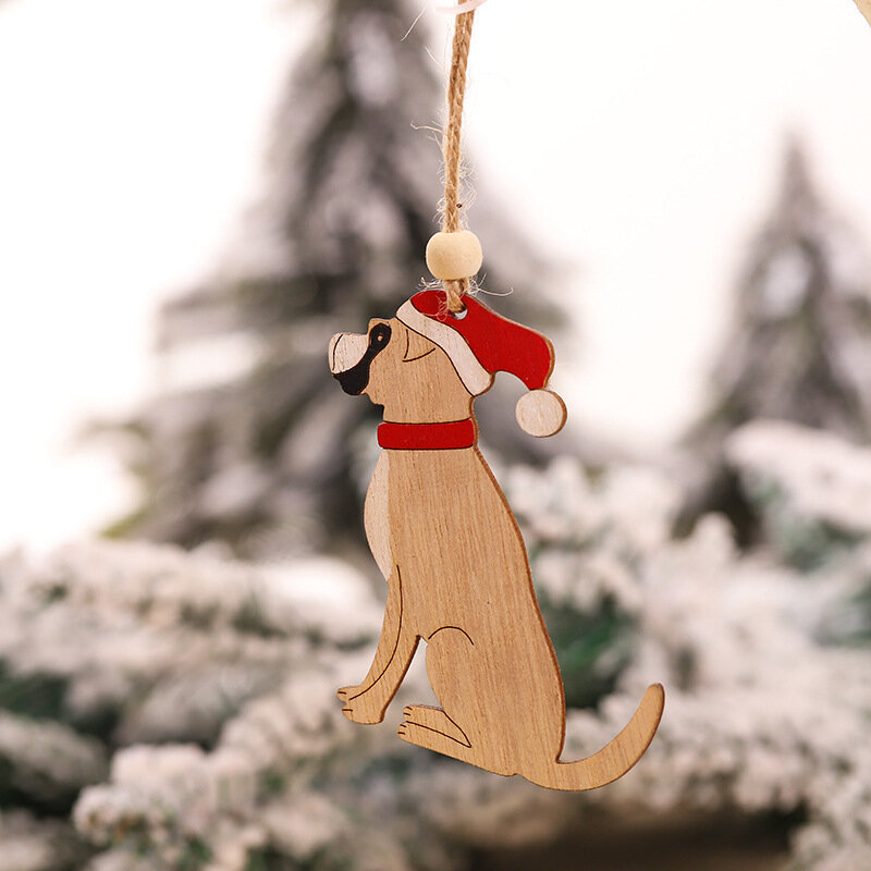 سيارة الحلي الصغيرة تعليق شجرة الكريسماس المعلقات الخشبية الأيائل الكرتون الحيوان الحلي 2020 جديد زينة عيد الميلاد عطلة