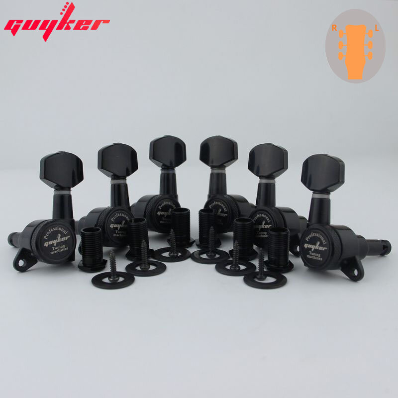1 Set GUYKER Black Locking Guitar Machine Heads Tuners Gear Ratio 1:18 Made in Korea