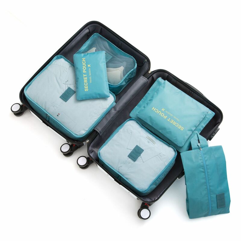 Oxford Waterproof Travel Storage Bag, Roupa interior, sapatos, roupas, armazenamento, distribuição, bagagem de pano, 6 Pcs