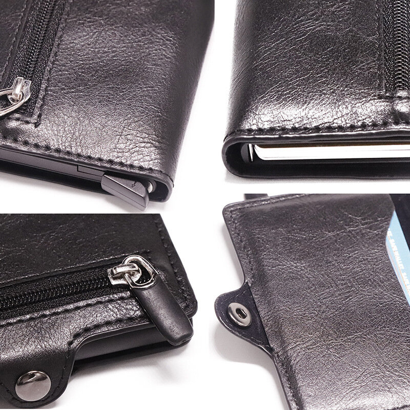 ZOVYVOL portfel rfid mężczyźni portfel Mini torebka mężczyzna Aluminium portfel na karty mała portmonetka skórzany portfel wąska torebka carteras 2019
