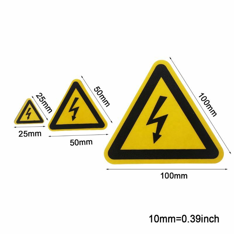Предупреждающая наклейка F62C, клейкие этикетки, предупреждающие об опасности поражения электрическим током, 25 мм, 50 мм, 100 см, ПВХ, водонепроницаемая