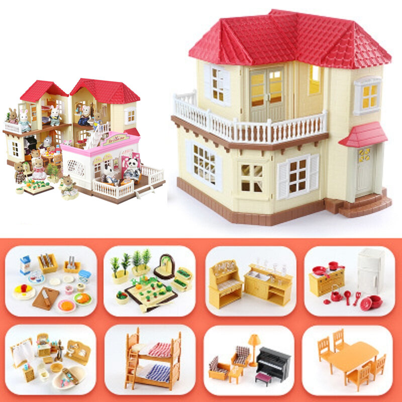 Forest animal villa mini set giocattolo fai-da-te simulazione mobili giocattolo ragazza gioco casa giocattolo famiglia modello bambini circostante regalo giardino