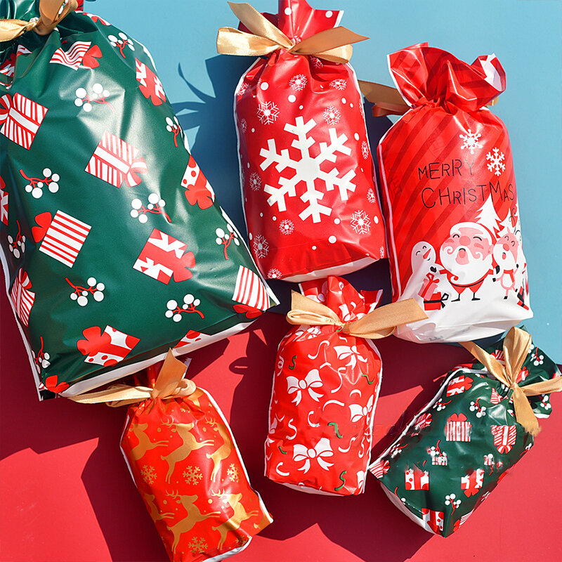 2022 Christmas candy bag Santa gift bag Christmas decoration for home Snowflake Noel present bag Christmas wrap Holders new year