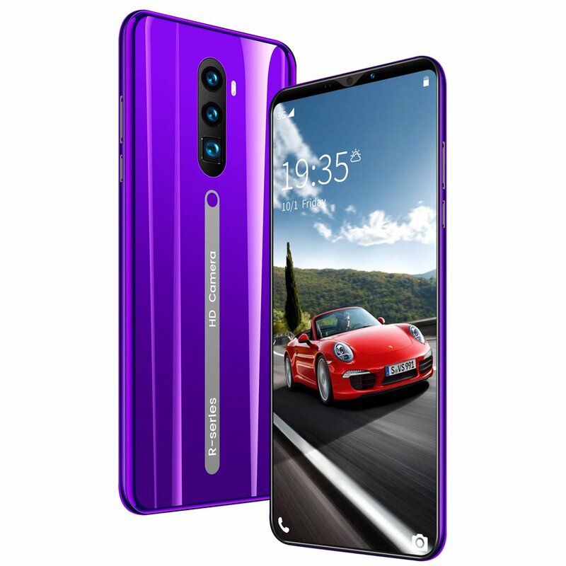 Rino3 Pro Pantalla de 5,8 pulgadas teléfono Android Pantalla de gota de agua púrpura Smartphone Color sólido teléfono móvil forma fresca de moda