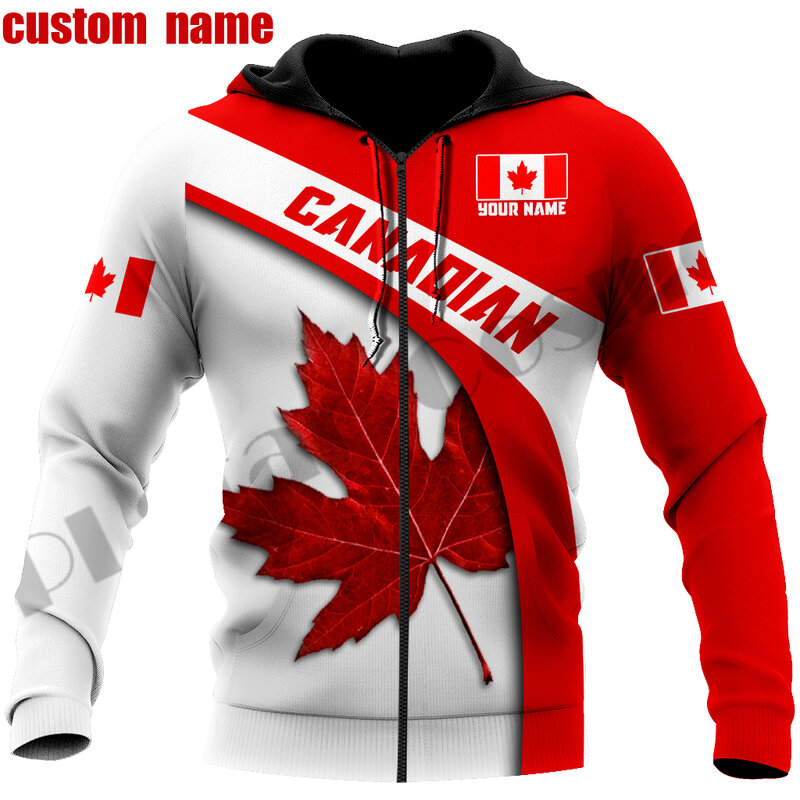 Новинка, Повседневный пуловер PLstar Cosmos 3 с принтом в виде канадского флага, уличная одежда в стиле Харадзюку с названием под заказ, уникальные толстовки унисекс, свитшот на молнии